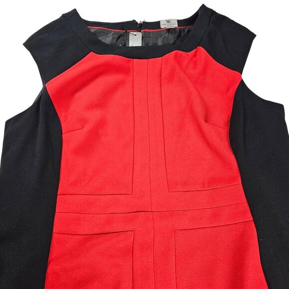 NWT Worthington Dress Womens Size 16 W Red Black Sleeveless Shift Color Block - Picture 9 of 15
